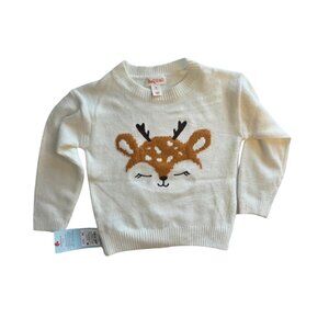 NEW Toddler Girls' Deer Pullover Sweater - Cat & Jack™ Cream 2T